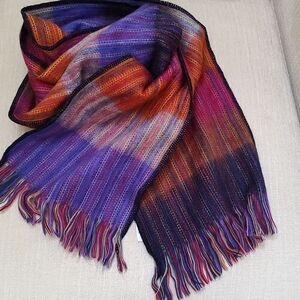 Native Inca Art Alpaca Cotton Blend Fringed Scarf